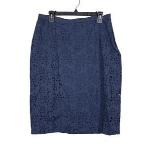 Bodin Broderie Navy Eyelet Skirt US 4R, UK 8